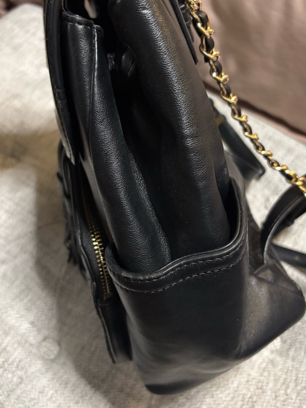 Tory Burch Black Quilted Tassel Drawstring Mini Backpack - Picture 5 of 9